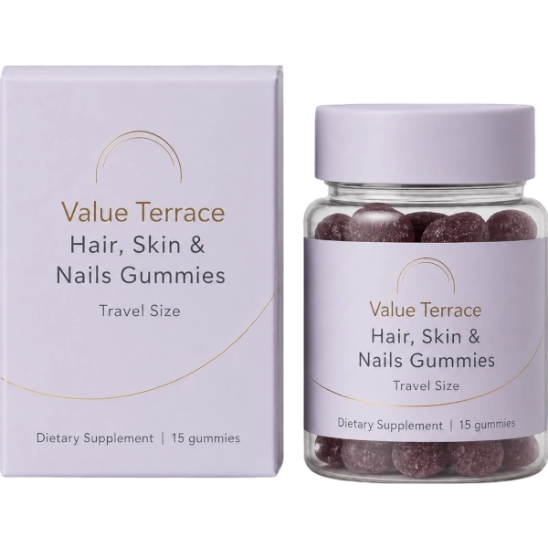 Value Terrace 1 Travel Size Hair, Skin & Nails Gummies